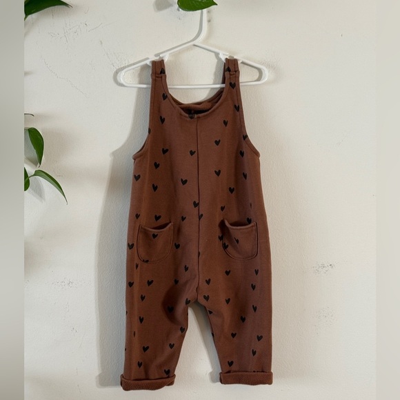 Zara Other - Zara Kids Toddler One Piece Sweatshirt Fleece Overall Romper - Beige Hearts